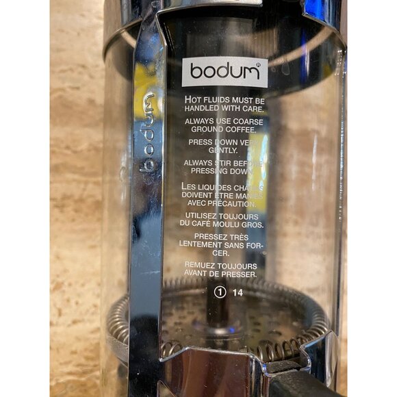 Bodum French Press Coffee Maker 1L Chrome & Glass Vintage Style With Black Handl - Picture 3 of 7